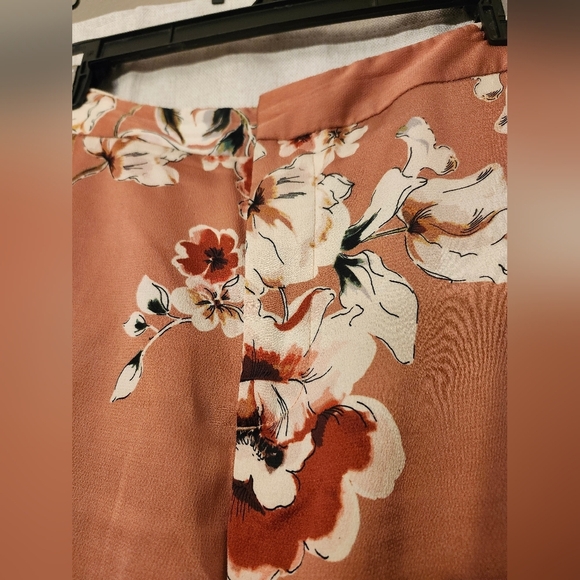 Zara Basic Collection Crop, Hi Rise Lounge Pants, Sz Lg Waist 16.5 Floral Rose - Picture 4 of 7